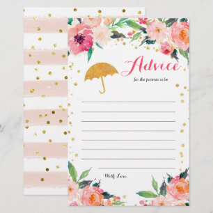 Tarjeta de asesoramiento Baby Shower Gold Floral A