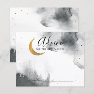 Tarjeta de asesoramiento Baby Shower Gray Gold Moo