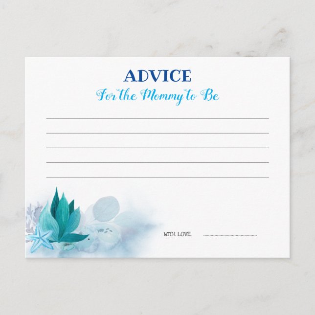 Tarjeta de asesoramiento Baby Shower para ballenas (Anverso)