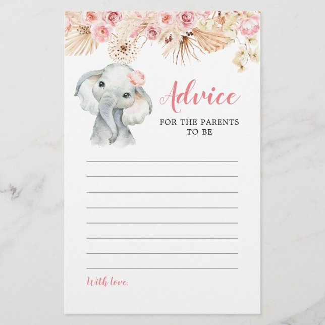 Tarjeta de asesoramiento Baby Shower para Chica de (Anverso)