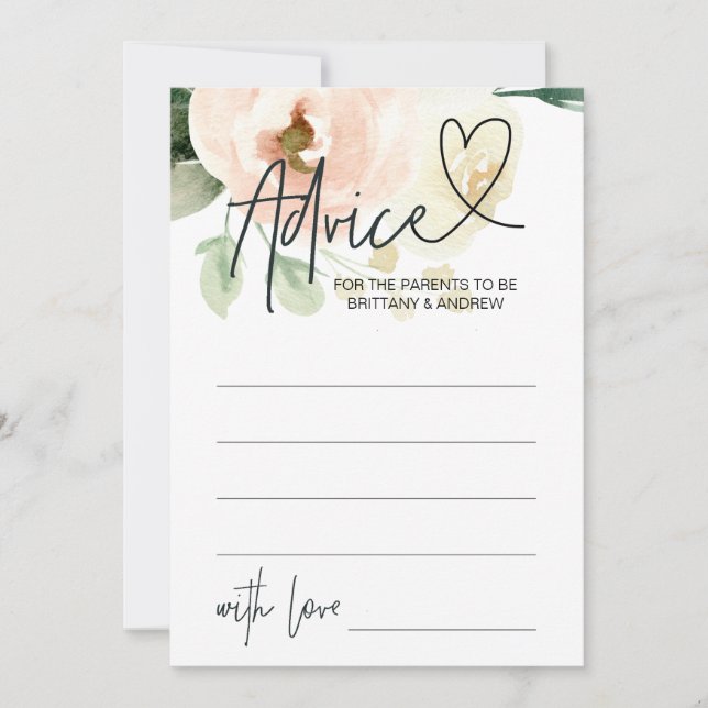 Tarjeta de asesoramiento Baby Shower para Chica fl (Anverso)