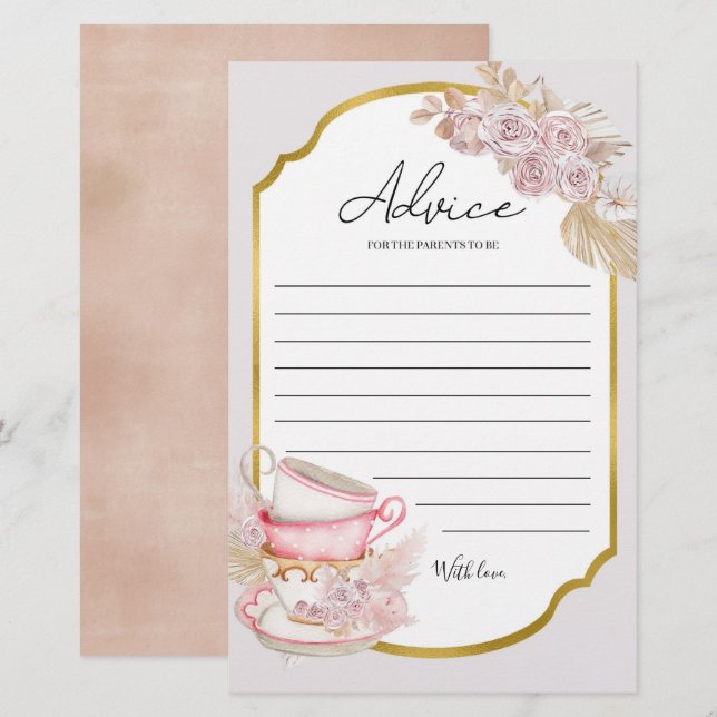 Tarjeta de asesoramiento Baby Shower para Fiesta d (Anverso / Reverso)