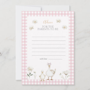 Tarjeta de asesoramiento Baby Shower rosa y capric