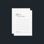 Tarjeta de asesoramiento Boda clásica moderna<br><div class="desc">Esta moderna tarjeta de consejo boda clásica es perfecta para su elegante boda moderno. Este diseño presenta una caligrafía negra simple, colocada sobre un fondo blanco y claro neutro para que se ajuste a su clásico boda tradicional o minimalista boda boho en primavera, verano, otoño o invierno. Por favor, siéntase...</div>