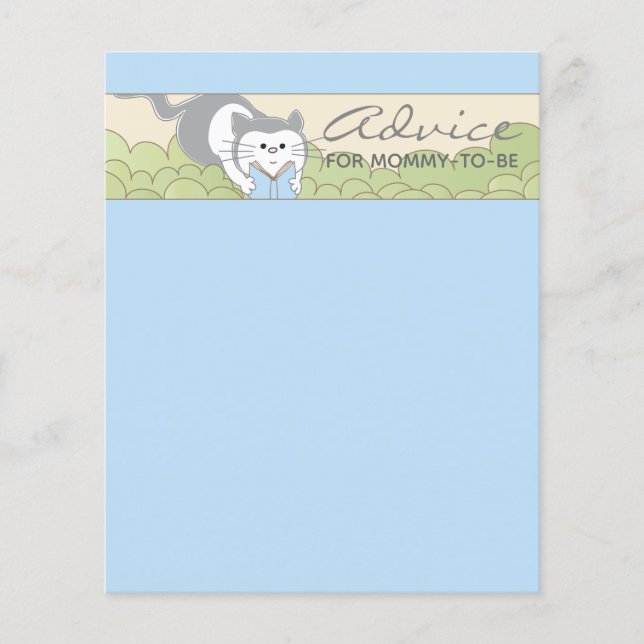 Tarjeta de asesoramiento de Baby Shower "Blue Cat  (Anverso)