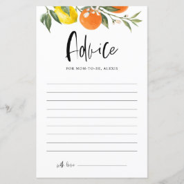 Tarjeta de asesoramiento de Baby Shower botánico d