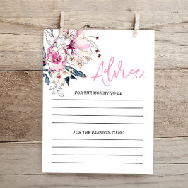 Tarjeta de asesoramiento de Baby Shower con flores