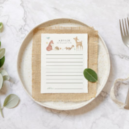 Tarjeta de asesoramiento de Baby Shower Cute Woodl