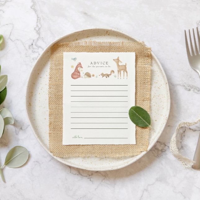 Tarjeta de asesoramiento de Baby Shower Cute Woodl (Subido por el creador)