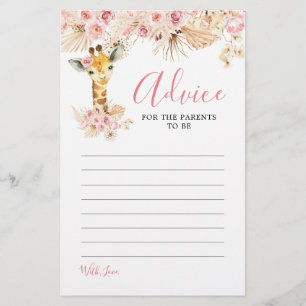 Tarjeta de asesoramiento de Baby Shower para Rubor