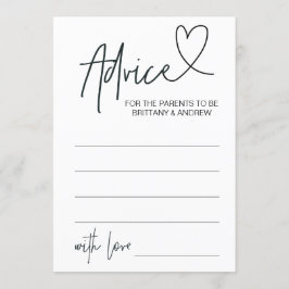 Tarjeta de asesoramiento de Baby Shower personaliz