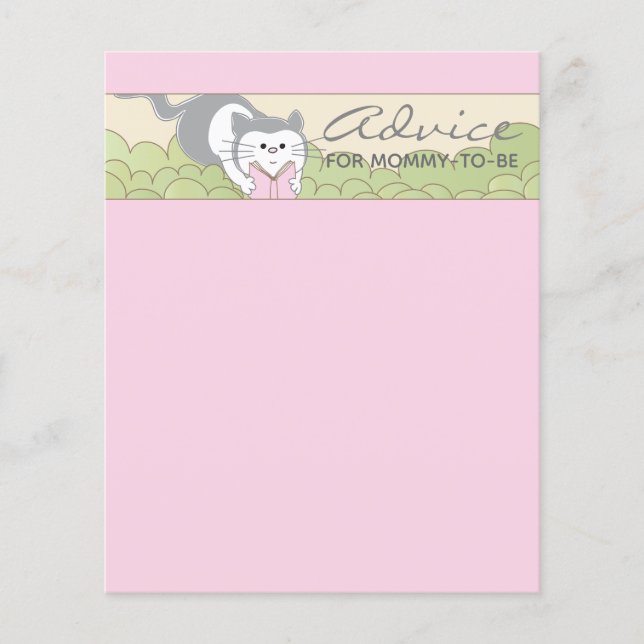 Tarjeta de asesoramiento de Baby Shower "Pink Cat  (Anverso)