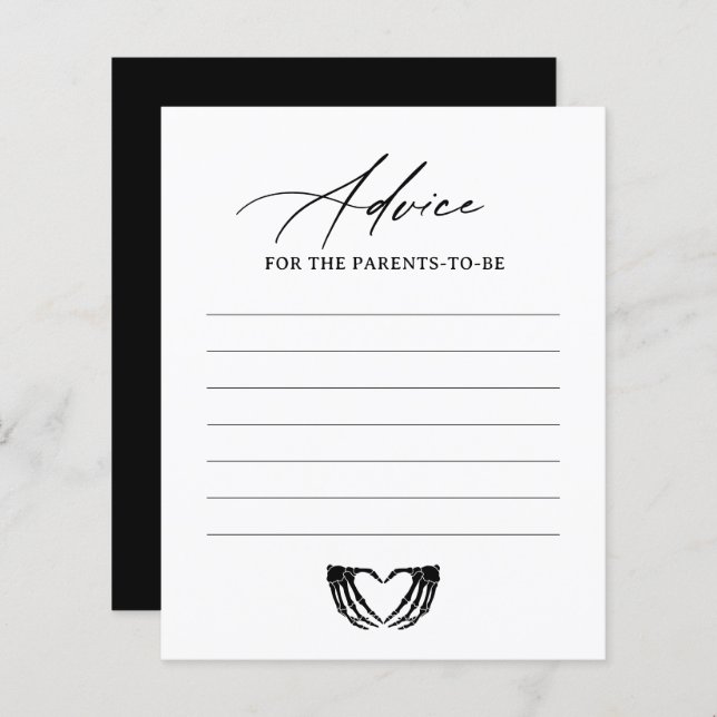 Tarjeta de asesoramiento de Baby Shower Skeleton H (Anverso / Reverso)
