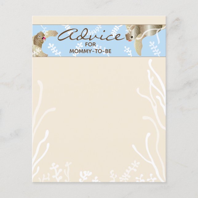 Tarjeta de asesoramiento de Baby Shower "Tortuga a (Anverso)
