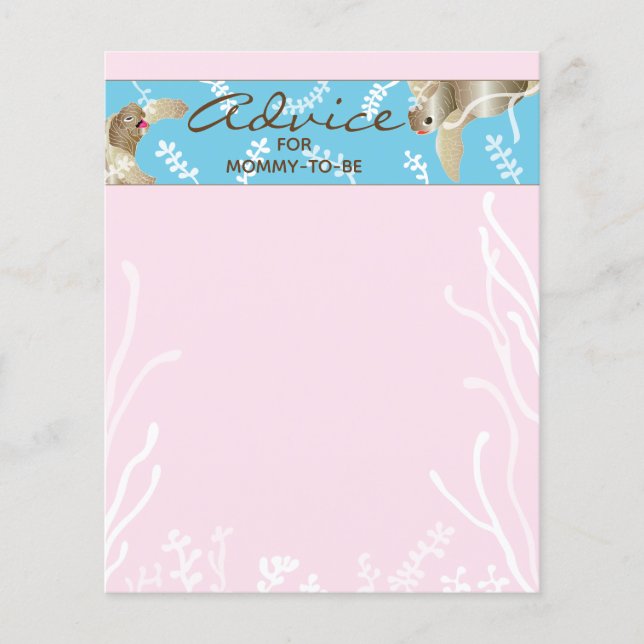 Tarjeta de asesoramiento de Baby Shower "Tortuga r (Anverso)