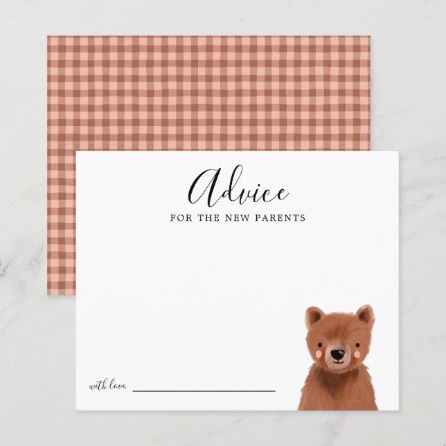 Tarjeta de asesoramiento de Baby Shower Woodland (Anverso / Reverso)