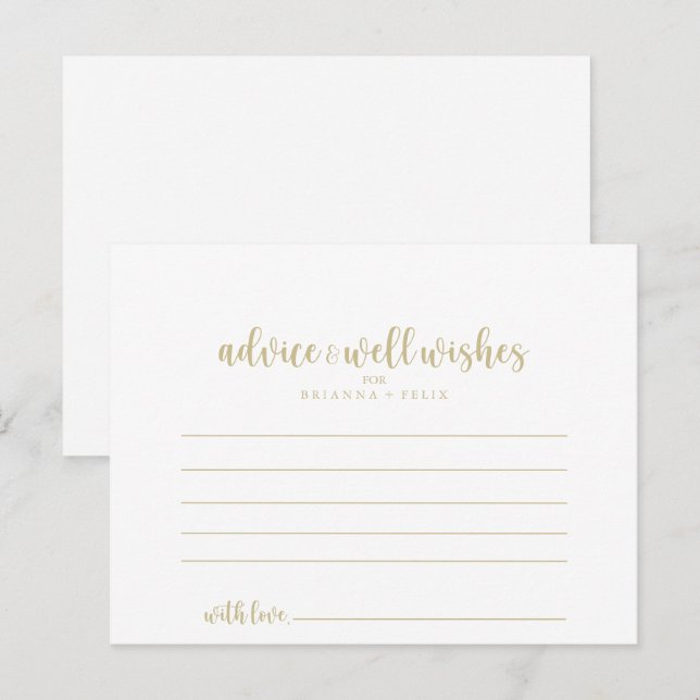 Tarjeta de asesoramiento de Boda de caligrafía Min (Anverso / Reverso)