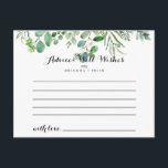 Tarjeta de asesoramiento de Boda de follaje sobre<br><div class="desc">Esta tarjeta de consejo para bodas de eucalipto verde es perfecta para un boda tropical. El diseño presenta hermosas hojas verdes de eucalipto pintadas a mano, ensambladas en bonitos ramos para embellecer tu evento. Estas tarjetas son perfectas para un boda, una ducha de novia, una ducha de bebé, una fiesta...</div>