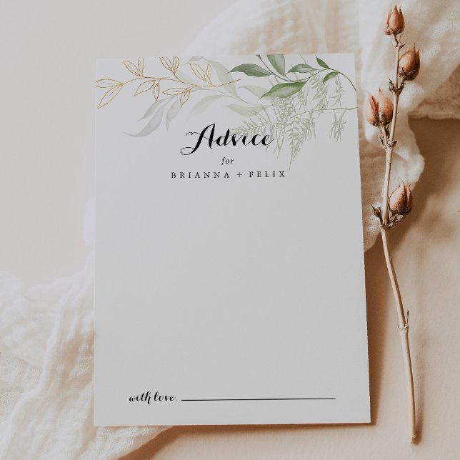 Tarjeta de asesoramiento de Boda de follaje verde  (Subido por el creador)
