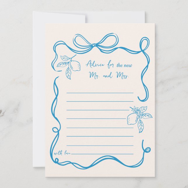 Tarjeta de asesoramiento de Boda de limón de mano (Anverso)