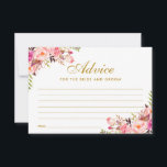 Tarjeta de asesoramiento de Boda de oro Floral Pin<br><div class="desc">Tarjeta de consejo de Boda de oro color floral rosa Rubor Gold</div>