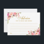 Tarjeta de asesoramiento de Boda de oro Floral Pin<br><div class="desc">Tarjeta de consejo de Boda de oro color floral rosa Rubor Gold</div>