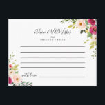 Tarjeta de asesoramiento de Boda floral color rosa<br><div class="desc">Esta tarjeta de consejo boda floral verde y rosa es perfecta para un boda moderno. El diseño presenta peonías pintadas a mano ilustradas hermosas, rosadas, amarillas y amarillas con follaje verde. Estas tarjetas son perfectas para un boda, una ducha de novia, una ducha de bebé, una fiesta de graduación y...</div>