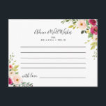 Tarjeta de asesoramiento de Boda floral color rosa<br><div class="desc">Esta tarjeta de consejo boda floral verde y rosa es perfecta para un boda moderno. El diseño presenta peonías pintadas a mano ilustradas hermosas, rosadas, amarillas y amarillas con follaje verde. Estas tarjetas son perfectas para un boda, una ducha de novia, una ducha de bebé, una fiesta de graduación y...</div>
