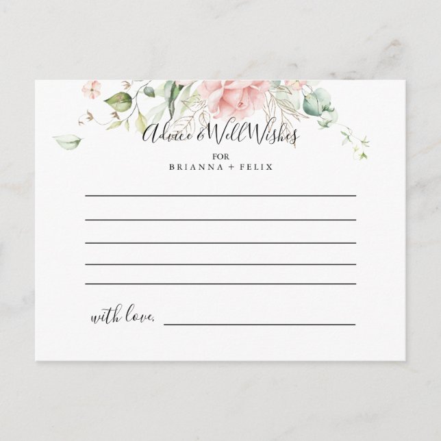 Tarjeta de asesoramiento de Boda floral Gold Green (Anverso)