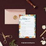 Tarjeta de asesoramiento de Boda floral Multicolor<br><div class="desc">Captura la esencia de la sincera guía y los buenos deseos con nuestra tarjeta de consejos y deseos de Bodas florales multicolores modernos. Con un diseño floral abstracto vibrante y contemporáneo, esta carta invita a los huéspedes a compartir su sabiduría, consejos y cálidos deseos para la novia y el novio....</div>