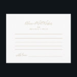 Tarjeta de asesoramiento de Boda Minimalista Gold<br><div class="desc">Esta tarjeta de boda minimalista dorada es perfecta para un boda moderno. El diseño presenta un precioso tipo de letra en oro. Estas tarjetas son perfectas para un boda, una ducha de novia, una ducha de bebé, una fiesta de graduación y más. Personalice las tarjetas con los nombres de la...</div>
