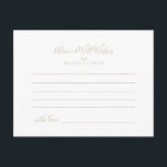 Tarjeta de asesoramiento de Boda Minimalista Gold<br><div class="desc">Esta tarjeta de boda minimalista dorada es perfecta para un boda moderno. El diseño presenta un precioso tipo de letra en oro. Estas tarjetas son perfectas para un boda, una ducha de novia, una ducha de bebé, una fiesta de graduación y más. Personalice las tarjetas con los nombres de la...</div>