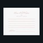 Tarjeta de asesoramiento de Boda Minimalista Rosa<br><div class="desc">Esta tarjeta de consejo rosa de boda minimalista dorado es perfecta para un boda moderno. El diseño presenta un precioso tipo de letra en oro rosa. Estas tarjetas son perfectas para un boda, una ducha de novia, una ducha de bebé, una fiesta de graduación y más. Personalice las tarjetas con...</div>