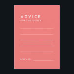 Tarjeta de asesoramiento de Boda rosa Minimalista<br><div class="desc">Presentamos nuestro diseño de tarjetas de consejo de Boda rosado Minimalista Citrus, donde la sencillez se encuentra con la sofisticación en una paleta de colores cítricos brillantes. Con un fondo sólido en fuentes tipográficas rosas, naranjas, amarillas o verdes, y limpias, este tema exuda elegancia contemporánea con un toque de encanto...</div>