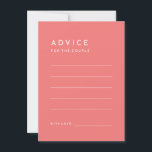 Tarjeta de asesoramiento de Boda rosa Minimalista<br><div class="desc">Presentamos nuestro diseño de tarjetas de consejo de Boda rosado Minimalista Citrus, donde la sencillez se encuentra con la sofisticación en una paleta de colores cítricos brillantes. Con un fondo sólido en fuentes tipográficas rosas, naranjas, amarillas o verdes, y limpias, este tema exuda elegancia contemporánea con un toque de encanto...</div>