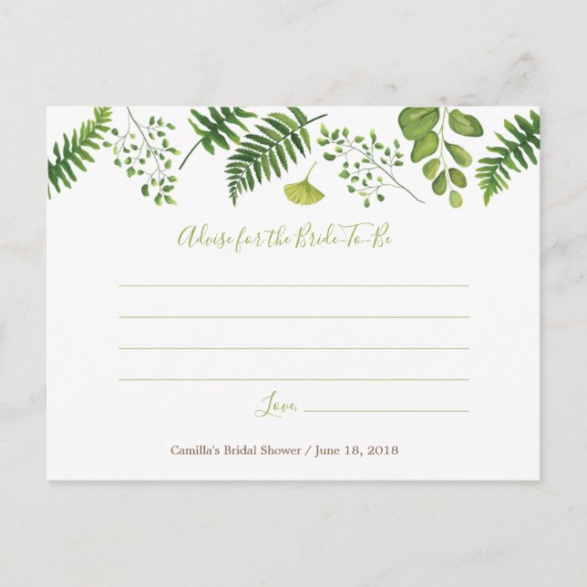 Tarjeta de asesoramiento de ducha de novia helada  (Anverso)