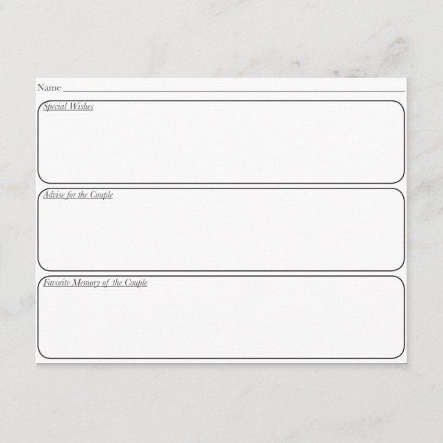 Tarjeta de asesoramiento de invitado boda (Anverso)