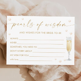 Tarjeta de asesoramiento de Pearls y Prosecco Brid