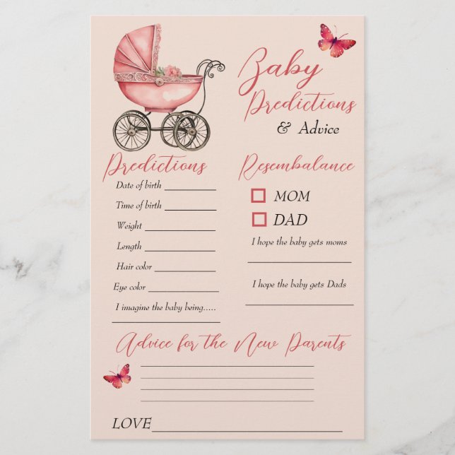Tarjeta de asesoramiento de predicciones de Baby S (Anverso)