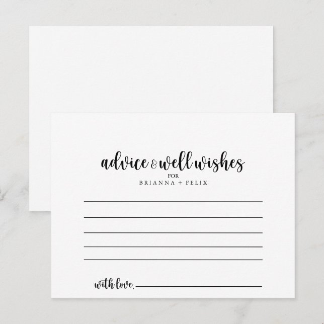 Tarjeta de asesoramiento del Boda de caligrafía mi (Anverso / Reverso)