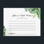 Tarjeta de asesoramiento del Boda de la vegetación<br><div class="desc">Esta tarjeta de boda de verdor tropical de destino es perfecta para un boda sencillo. El diseño se compone de palmeras verdes de color agua pintadas a mano y hojas de plátano cuidadosamente dispuestas en bonitos ramos. Estas tarjetas son perfectas para un boda, una ducha de novia, una ducha de...</div>
