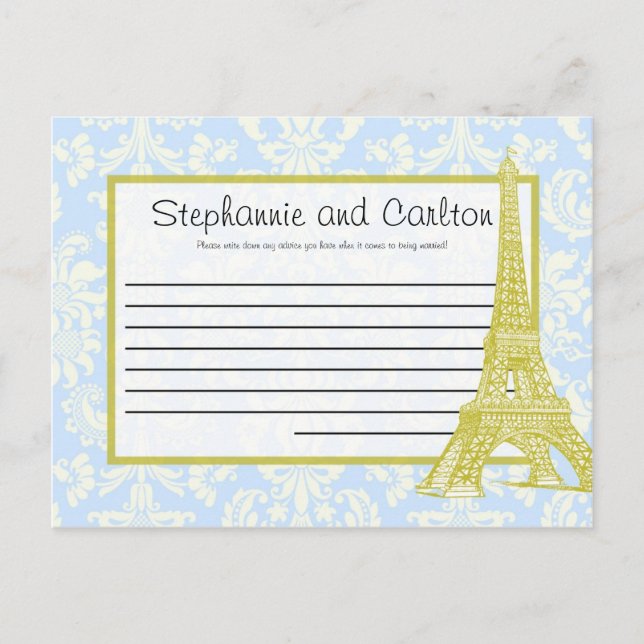 Tarjeta de asesoramiento escribible para boda en P (Anverso)