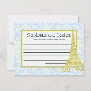 Tarjeta de asesoramiento escribible para boda en P