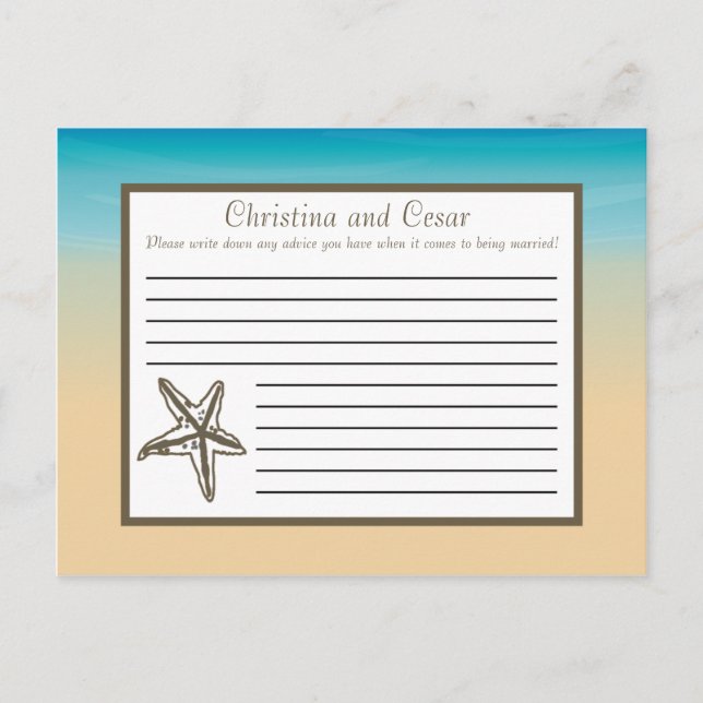 Tarjeta de Asesoramiento Escrito Ocean Beach Shore (Anverso)