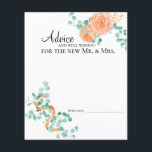 Tarjeta de asesoramiento floral Eucalyptus Greener<br><div class="desc">El diseño presenta un suave acuarela de tallos eucaliptos y una floral de naranja/melocotón con cinta de casquillo. La parte trasera está formada por un diseño de coordinación y un elegante marco oval de color dorado, adornado con tallos eucaliptos acuáticos y una cinta de melocotón/naranja. Los elementos coincidentes para completar...</div>