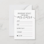 Tarjeta De Asesoramiento Matrimonial Para El Nuevo<br><div class="desc">Sencillo,  elegante y clásico. Manténgalo sencillo con un diseño en blanco y negro,  garantizado para complementar cualquier esquema de color. Tarjeta de consejo matrimonial para diversión y juegos de bodas.</div>