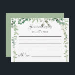 Tarjeta de asesoramiento minimalista para Bodas de<br><div class="desc">Esta minimalista tarjeta de boda de eucalipto verde es perfecta para un boda moderno. El diseño se caracteriza por sus elegantes ramas y hojas de eucalipto botánico a mano de acuarela, adornando marcos geométricos. Estas tarjetas son perfectas para un boda, una ducha de novia, una ducha de bebé, una fiesta...</div>