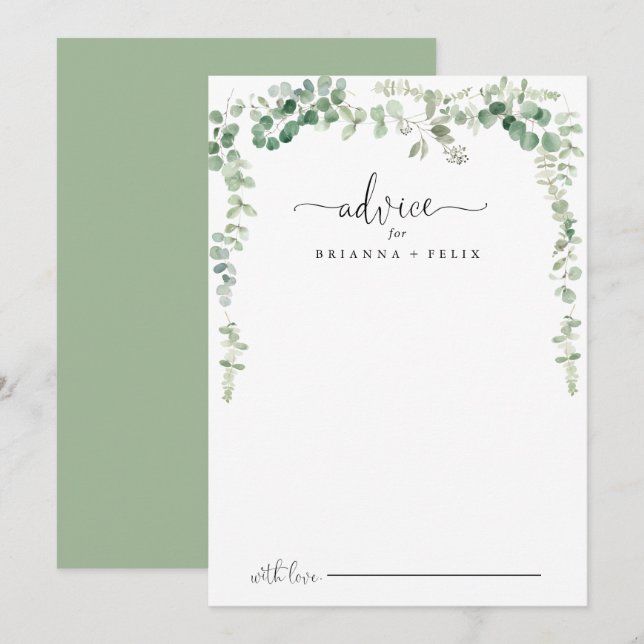Tarjeta de asesoramiento minimalista para Bodas de (Anverso / Reverso)