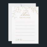 Tarjeta de asesoramiento para Bodas de la Verdedur<br><div class="desc">Presentamos nuestro diseño clásico de tarjetas de consejo Boda Gold Greenery, diseñado meticulosamente para encarnar una estética romántica moderna. Con una mezcla clásica de fondo blanco limpio con delicadas hojas doradas, complementada con un sencillo guión de caligrafía acompañado de un sobrio tipo de letra serif. El resultado es una sensación...</div>
