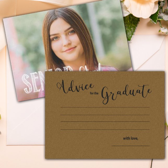 Tarjeta de asesoramiento para el grupo de graduaci (Senior Grad Class of 2025 Photo Graduation Party Advice Card)